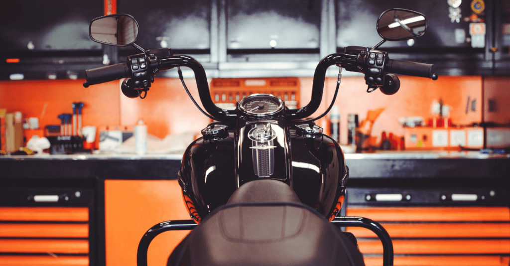 Motorcycle in garage