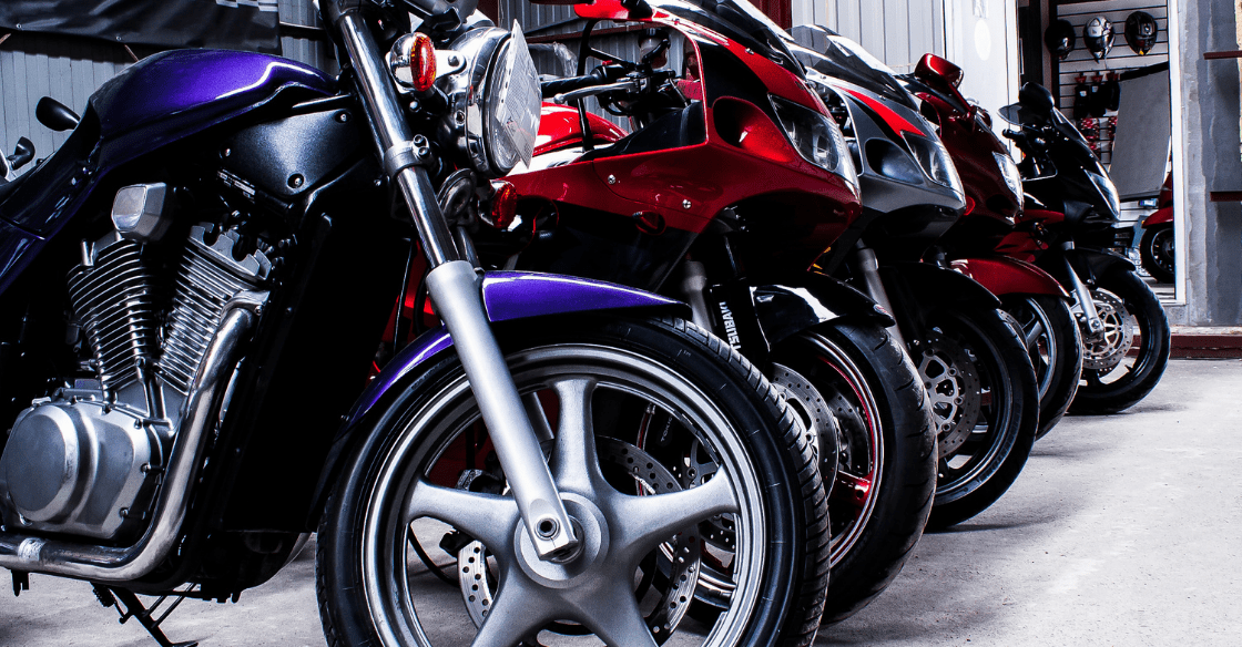 Motorcycles in storage